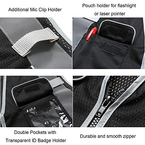 Uninova High Visibility Safety Vest - Multi Pockets Reflective Mesh Breathable Workwear, Ansi/Isea Standards (Extra Large, Black Mesh) #TOP3