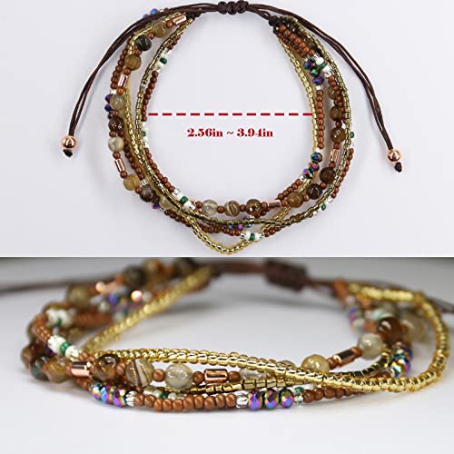 Youqianren Boho Anklet Bracelets For Women, Adjustable Bohemian Anklets For Girls,2Pcs Handmade Beaded Braided Beach Bracelet Anklet(Black And Brown Colors) #TOP1