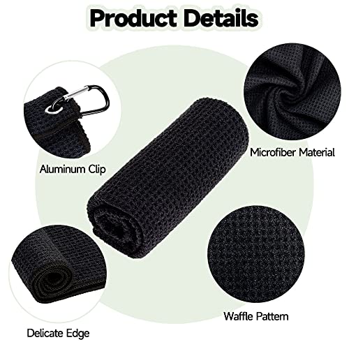 Vividly 3 Pack Golf Towels, Microfiber Waffle Pattern Golf Towel-Contains Golf Towels In Three Colors Of Black, Blue And Gray, Suitable For Men's Golf Gifts #TOP1
