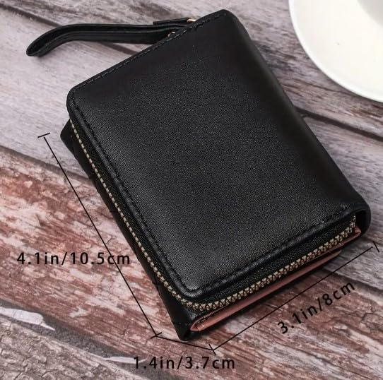 Mothers Day Gifts,Wallet Women,Women'S Embroidered Quilted Trifold Wallet, Neutral Style, Faux Leather, with Snap Closure, Zip Pocket, Faux Leather Lining, and Wristlet Accessory (Black)3