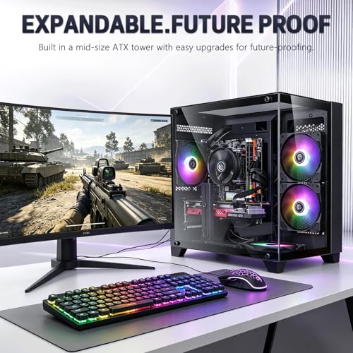 Image of ZER-LON Prebuilt Gaming PC Desktop, Core I5 Desktop Computer up to 3.6 GHz | RX 560 4GB Graphics Card, 16GB RAM, 512GB SSD, WiFi, RGB Fan, Win11, Tower Computer for Game, Office and Study