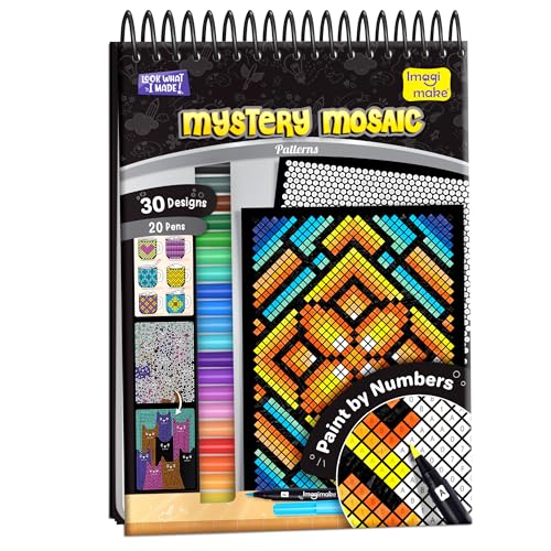 Image of Imagimake Mystery Mosaic Patterns | Paint by Numbers Kit for Adults | 30 Design Sheets & 20 Colouring Pens | Colouring Book for Stress Relief | Painting Kit for Beginners| Art Therapy kit for Adults