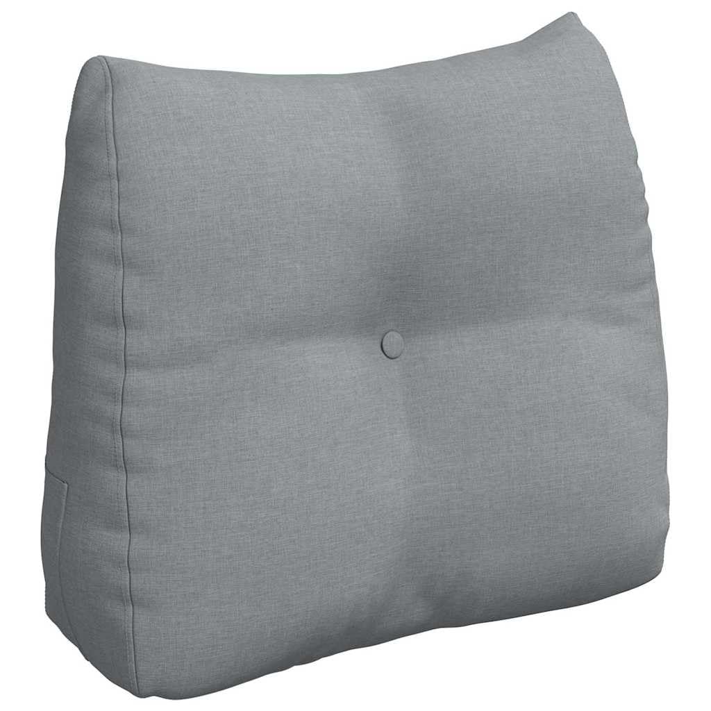 Cojín de respaldo gris claro, 60 x 24 x 50 cm, funda de terciopelo, ergonómico, con cierre de botón y cremallera, para salón, dormitorio, oficina
