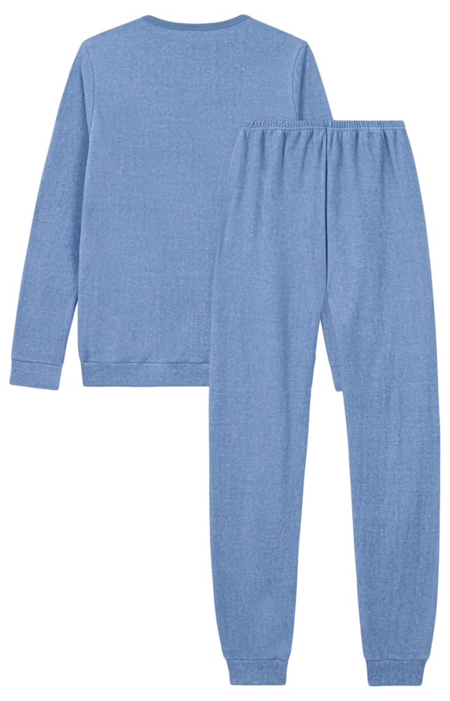 Petit Bateau Pigiama Bambino in Cotone Spugna Tinta Unita 14A, Blu
