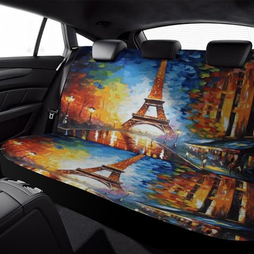 Funda para asiento trasero de coche de la Torre Eiffel, protector elástico universal 6