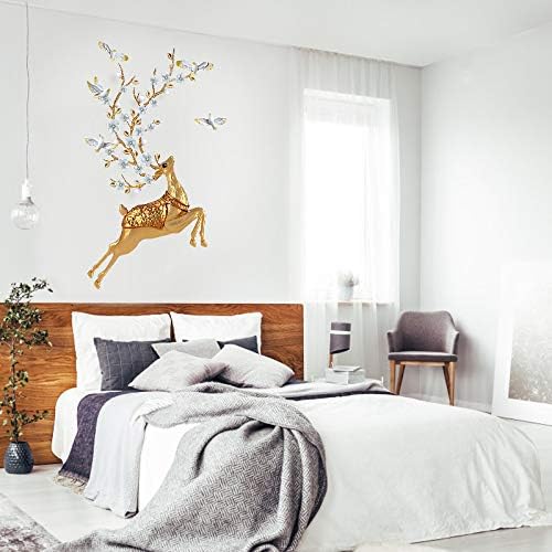 Image of Oren Empower DIY Golden Forest Deer Wall Stickers for Bed Room, Living Dinning Room /Decorative Self Adhesive PVC Vinyl Resuable Animals Wallpaper - Multicolor (60 X 90 CM)