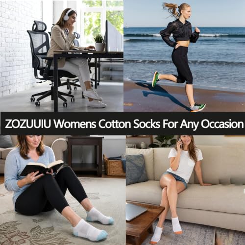 ZOZUUIU Cotton Socks for Women,Cushioned Athletic Running Ankle Socks by ZOZUUIU - Used condition - Image 3