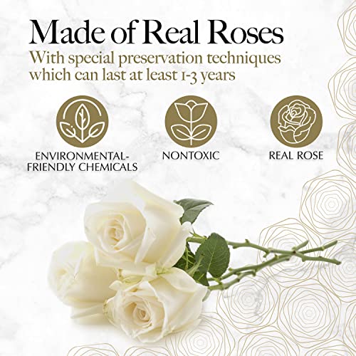 Image of GLAMOUR BOUTIQUE 16 Flower Forever Heart Shape Box, Mothers Day Gift For Mom, Eternal Preserved Roses Gift for Her, Flowers bouquet, For Birthday, Anniversary, Girlfriend - White
