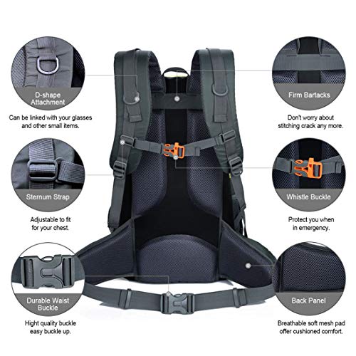Mornyray Wanderrucksack 40L, Wasserdicht Herren Damen Outdoor Reiserucksack für Trekking, Camping, Wandern, Bergsteigen, Klettern mit Regenhülle - Image 5