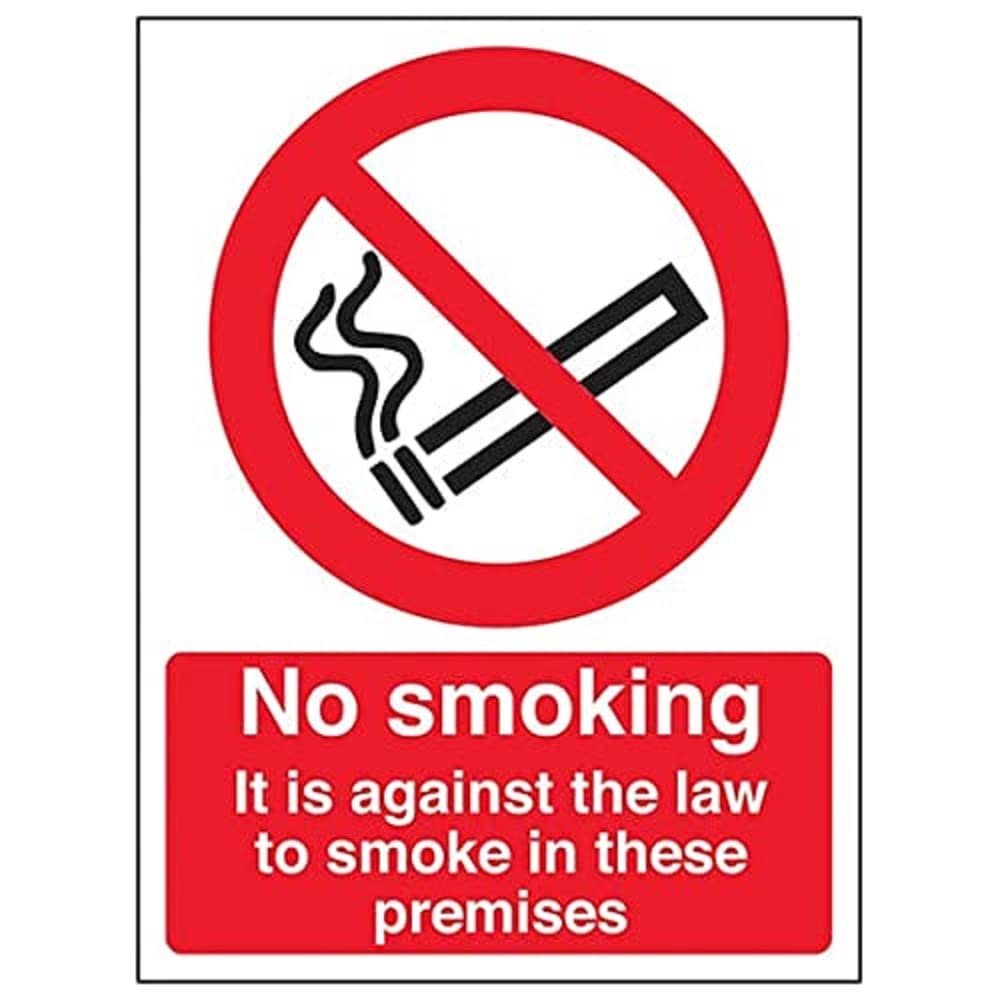 V Safety Prohibition No Smoking - Against Law To Smoking On This Premisis - 300 X 400mm, Multi, 300x400mm