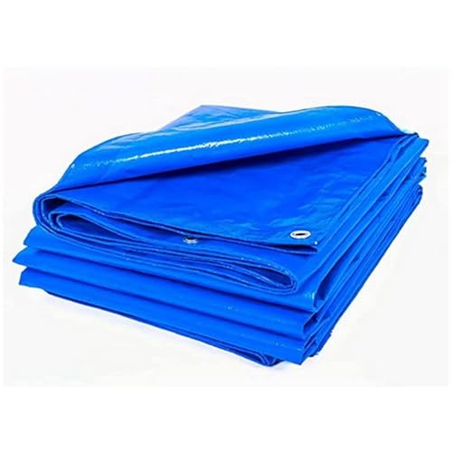 KAV Universal Premium Cover 130g/m² Tarpaulin Waterproof Heavy Duty 18x20 ft Tarp with Eyelets Ground Sheet for Garden Furniture, Pool, Car, Truck- 5.4x6M (Blue)