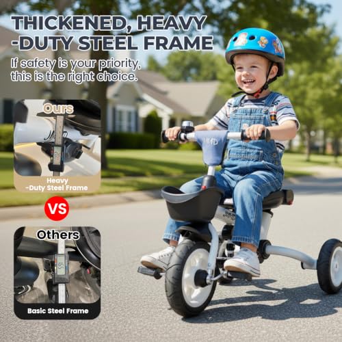 Image of JMMD 8-in-1 Foldable Toddler Tricycle for Ages 1-5, Portable Trike Stroller