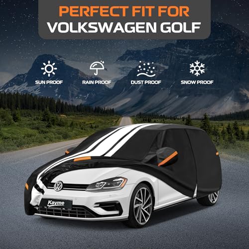 Image of Kayme Heavy Duty Car Cover Custom Fit for Volkswagen Golf (2003-2026) | Waterproof All Weather for Automobiles, Gift with Tape /Towel /Bag, Outdoor Full Exterior Cover Rain Snow Sun UV Protection.