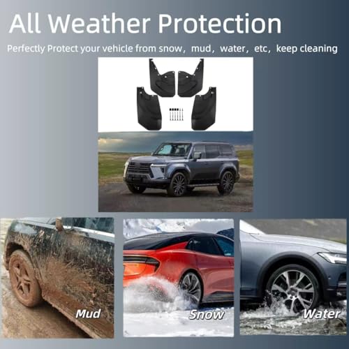 Image of No Drill Mud Flaps Splash Guards Compatible with Lexus GX550 2024-2026(Not Fit Overtrail Overtrailplus),OEM Style Textured Black Custom Fit All Weather Exterior Accessories(4PCS)