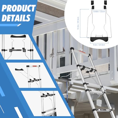Wolec 17.5 FT Telescoping Ladder with Stabilizers, Adjustable Multi-Purpose Collapsible Extension with Hooks & Wheels, Heavy Duty 330 lbs Max Capacity, Ideal for Home and Outdoor Work,Black by Wolec - Image 7