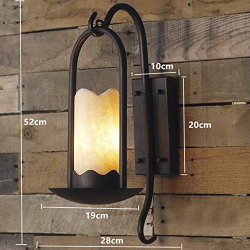 Ladiqi Industrial Vintage Wall Sconce Lighting Fixture Loft Retro Indoor Wall Lamp Light Cylindrical Alabaster Shade Beside Light Sconce Black For Bar Restaurant Staircase #TOP5