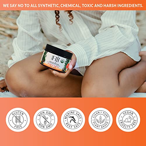 Organic Fiji Raw Cold Pressed Coconut Oil For Hair, Skin, Face & Body | Relaxing Massage Oil | Lemongrass Tangerine,12 Oz For Women Men & Baby #TOP6
