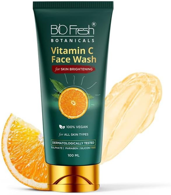 B I O F R E S H Botanicals Vitamin C Face Wash Contain Liquorice & Vitamin With No Parabens, No Silicon & Sulphate Free For Glowing Skin And Treat Uneven Skin Suitable For All Skin Types