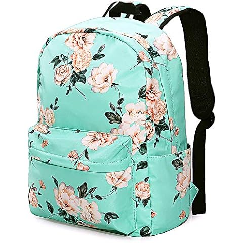 Xinveen Floral Laptop Backpack Rose School Bag Bookbags Lightweight Water Resistant Backpack for Teen Girls Womens Travel Green Cover