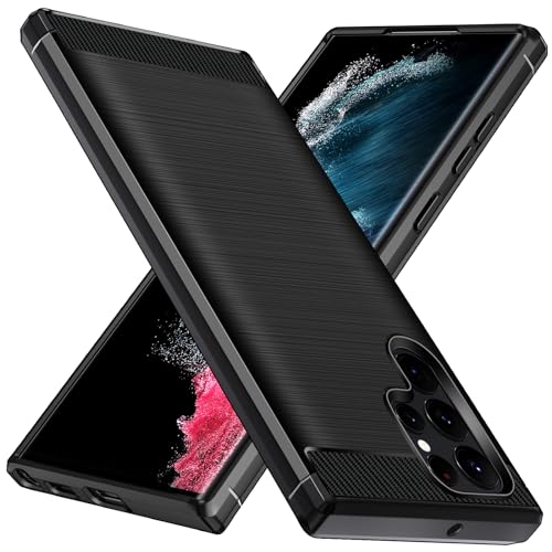 ivoler Funda para Samsung Galaxy S22 Ultra 5G, [Protección Militar] Carcasa Protectora Antigolpes, Fina Suave TPU Silicona Caso Delgada Anti Choques Antihuellas Bumper Case, Negro