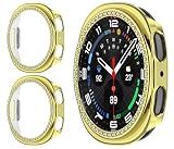 GIOPUEY Cover Compatibile con Samsung Galaxy Watch 9/8 40mm, [2 Pezzi] Hard Plastic, Anti-Bump, Samsung Galaxy Watch 9/8 40mm Custodia - Bling Diamond Gold
