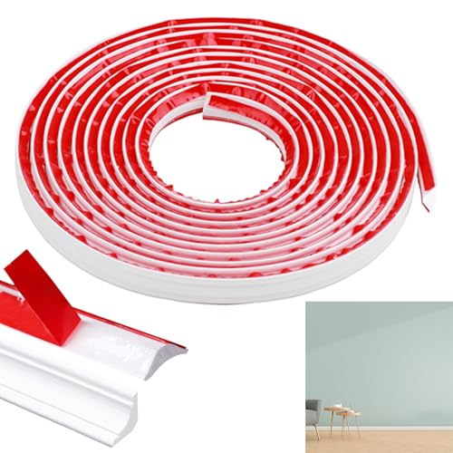 YBCCBY Moulure Autocollante Flexible 5M Adhésif Bandes de Calfeutrage pour Moulure Plafond 12 * 9mm Bordure de Finition Auto-adhésive en PVC Bandes de Calfeutrage pour Bords de Murs
