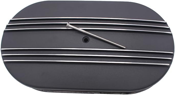 15" Black Aluminum Half Finned Oval Air Cleaner Assembly Kit with Element