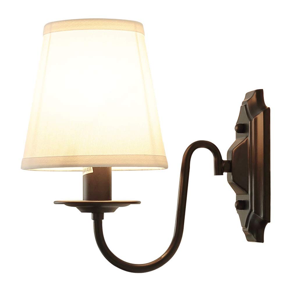 Aplique Pared Industrial posmoderno con Accesorios Acabado Negro, Soporte Metal, Aplique Pared con Pantalla Tela Blanca, lámpara Pared Loft, Bar, Cocina, Pasillo, iluminación