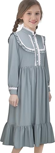 Miniatura 10 de Todollcos Disfraz de Harriet Tubman para niñas, vestido colonial pionero, falda retro rústica, para cosplay, fiesta