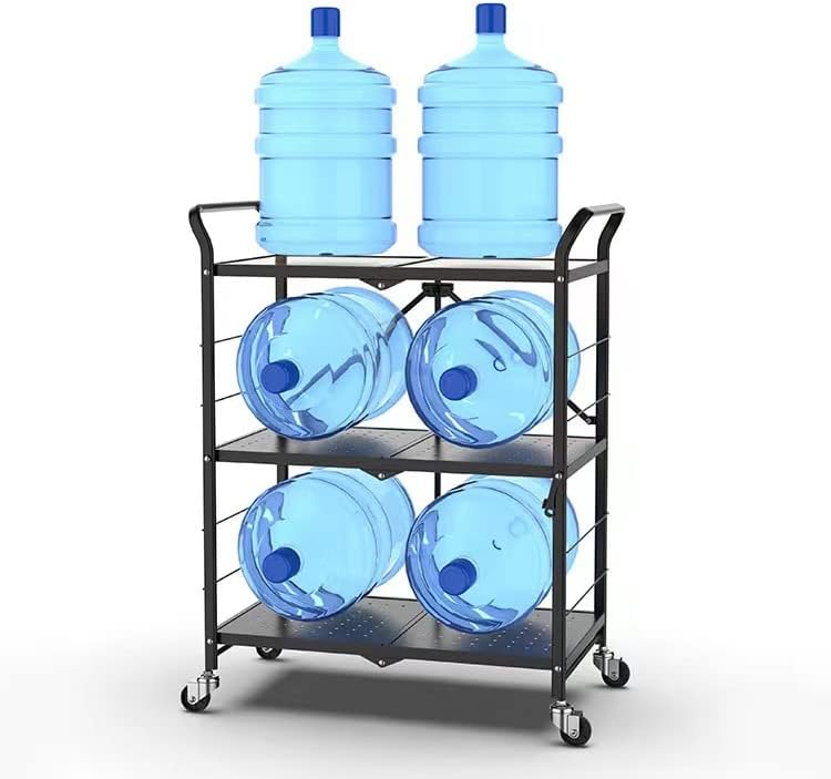 Miniatura 5 de MYOYAY Carrito de almacenamiento plegable de 3 niveles, estante de pie, carrito de servicio móvil con ruedas, sin montaje, organizador de cocina,