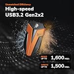 DATO External SSD 4TB, External Solid State Drive Portable SSD External USB 3.2 Gen 2x2 Type-C OTG Supported Compatible with PS5 and Xbox, up to 1600/1500 MB/s, IP67 Waterproof - ARES Amber Shield