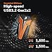 DATO 1TB External SSD, ARES Amber Shield Portable SSD w/LED, Up to 1600/1500 MB/s, OTG-Supported, Waterproof USB 3.2 Gen 2x2 Type C Rugged External Solid State Drive
