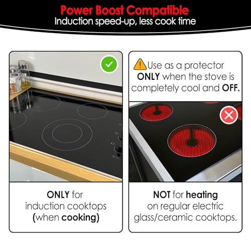 Large New Induction Cooktop Protector Mat 21.2x35.4 in,Silicone Fiberglass Magnetic Stove Scratch Protector, 300°C (572°F) Heat-Resistant, Non-Slip Pads Prevents Pot Sliding & Scratches by KitchenRaku - Used condition - Image 4