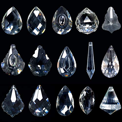 Kristall Prisma zum Aufhängen - 15er Set aus Glas, Bunte Regenbogen...