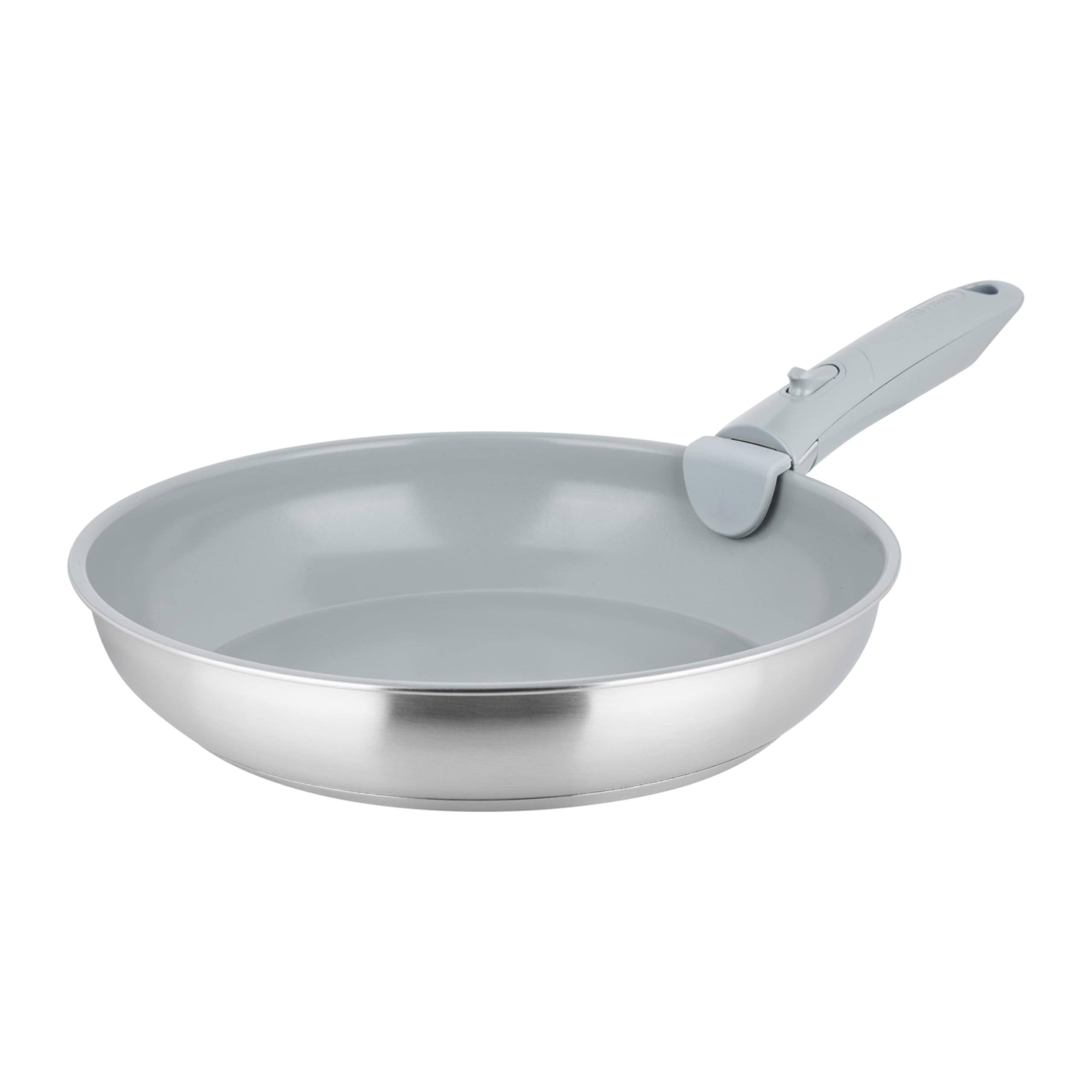 Sitram 716941 - Set di 3 padelle in acciaio inossidabile, gamma ARPEGE, Ø 20,24,28 cm, rivestimento antiaderente in ceramica effetto pietra, manico rimovibile - tutti i fuochi, inclusa l'induzione
