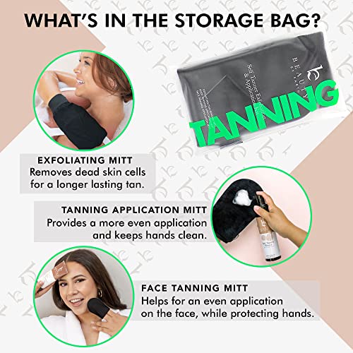 Self Tanner Tanning Mitt Set - Complete Tanning Mitt Kit With Exfoliating Gloves, Body And Face Tanner Mitts For The Perfect Fake Tan - Self Tanning Glove Mitt Applicator #TOP3