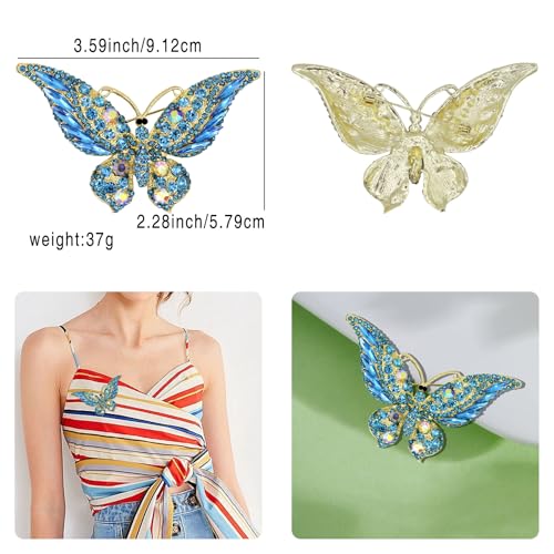 Elegant Gold Animal Brooches with Blue Crystal Butterfly – Fashion Jewelry Accessories for Women - Image 4