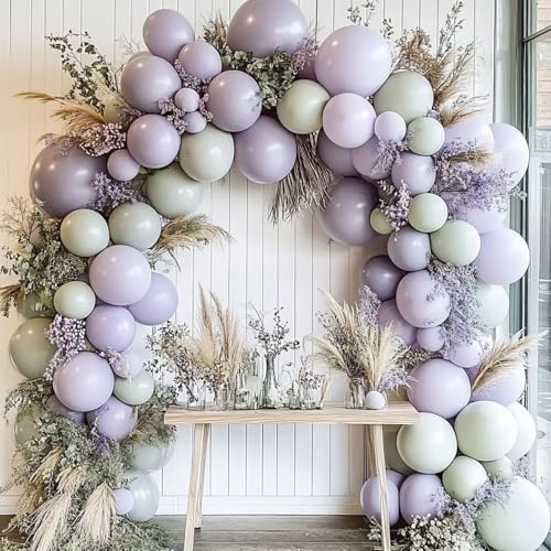 Image of 108Pcs Double Stuffed Lavender Balloon Garland Arch Kit