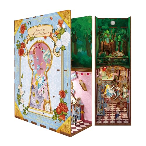 Tonecheer DIY Book Nook Kit for Adults,3D Wooden Puzzle Bookend Bookshelf Insert Library Decor...