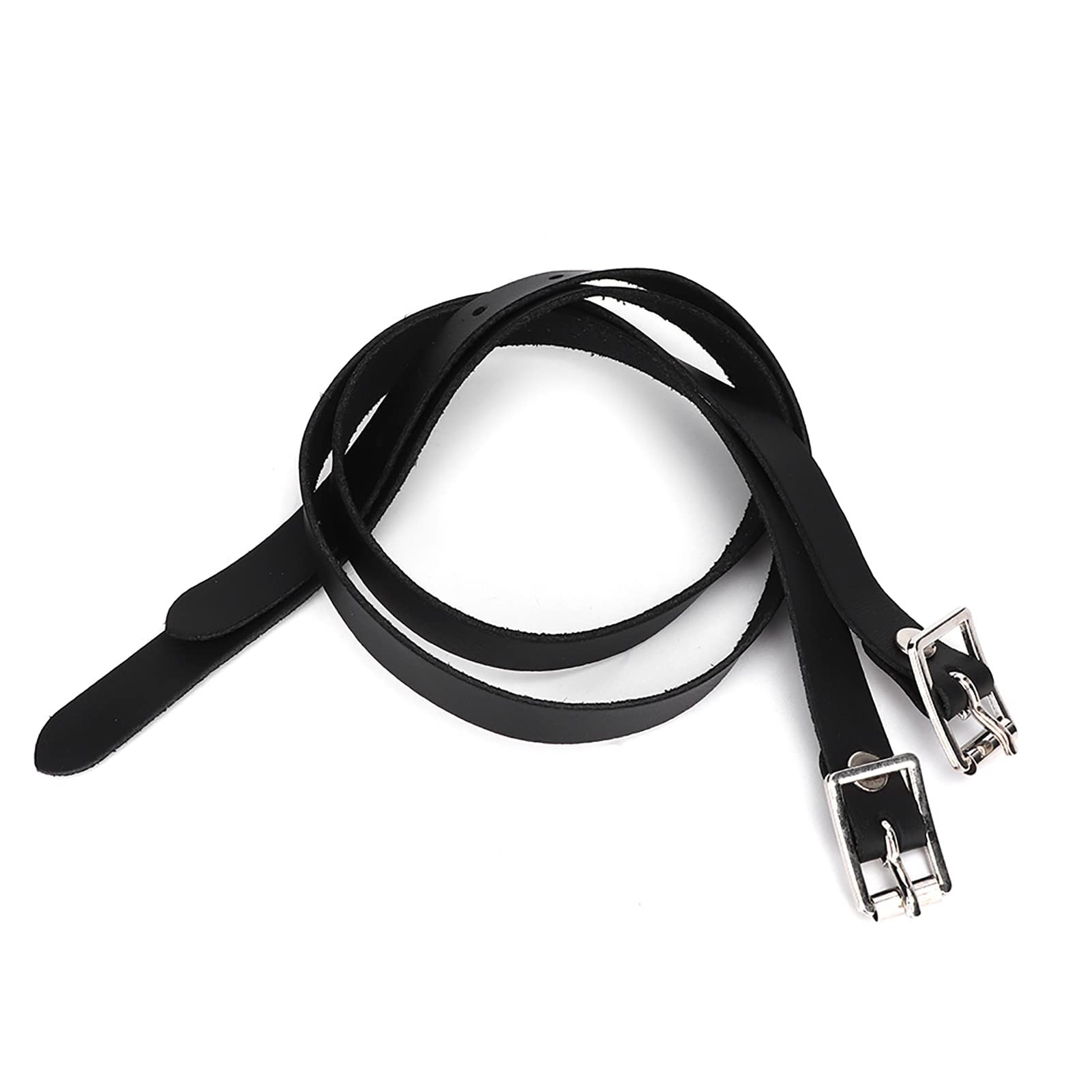 BTSEURY for Spur Straps, 1 Pair Lengthen for Spur Straps, Leathers with Stainless Steel Buckle Horse Tool Accessories 50cm Black