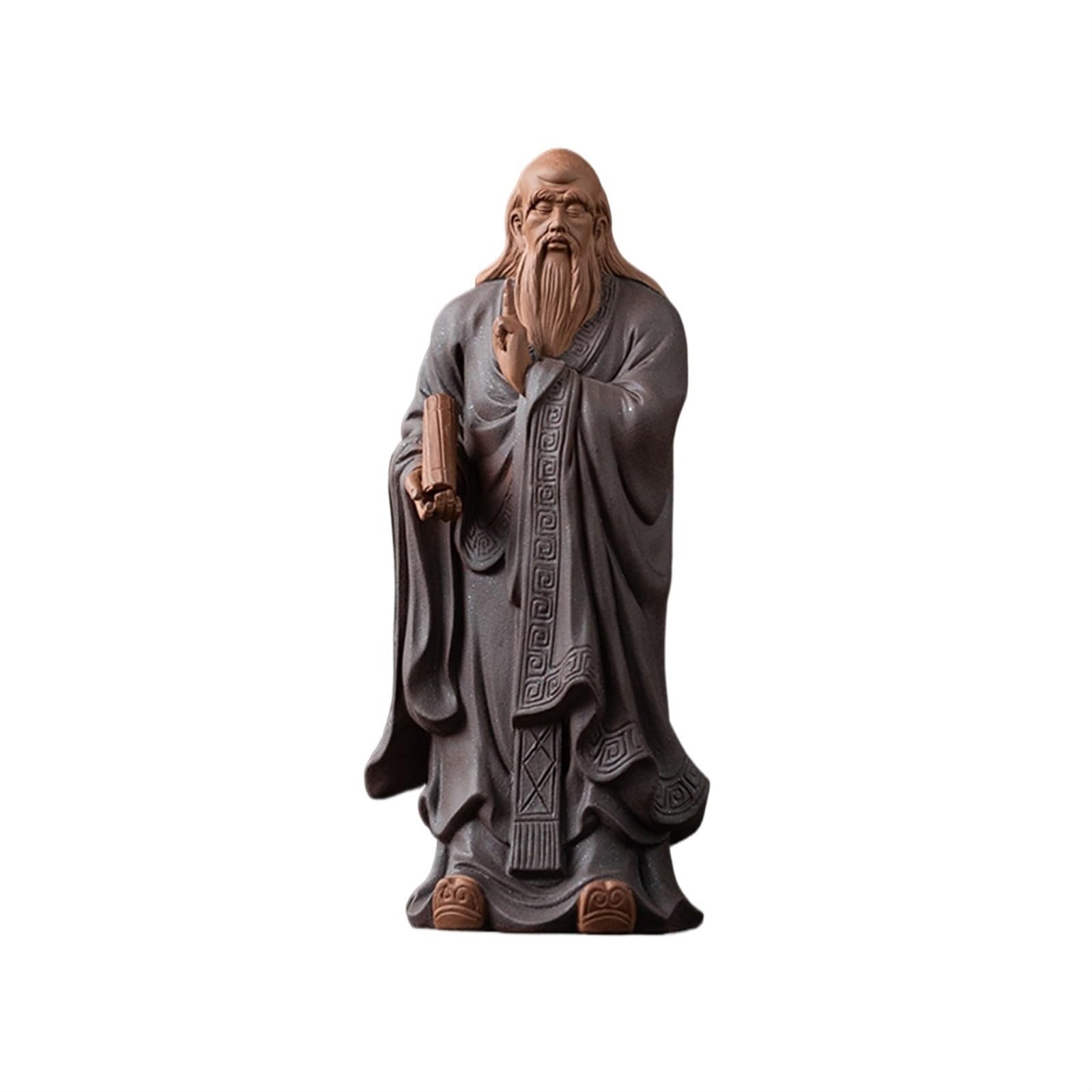 figurki zwierzątek， Taoistyczna figurka Laozi z fioletowej gliny, ozdoba dla zwierząt domowych z herbaty, dekoracja biurka na ceremonię parzenia herbaty, prezenty