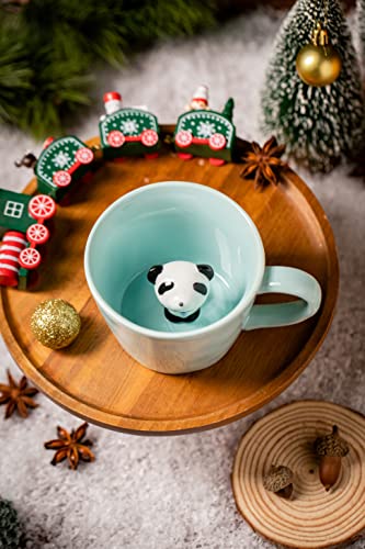 Image of DIHOclub Panda Ceramic Cup Hidden Animal Inside Mug (Blue)
