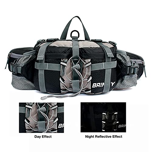 Multifunktionale Gürteltasche mit 2 Flaschenhalter Rucksack Umhängetasche Trinkgürtel Bauchtasche Militärstil Handyfach Wasserdicht Laufgürtel Hüfttasche für Wandern Reise Camping Radfahren