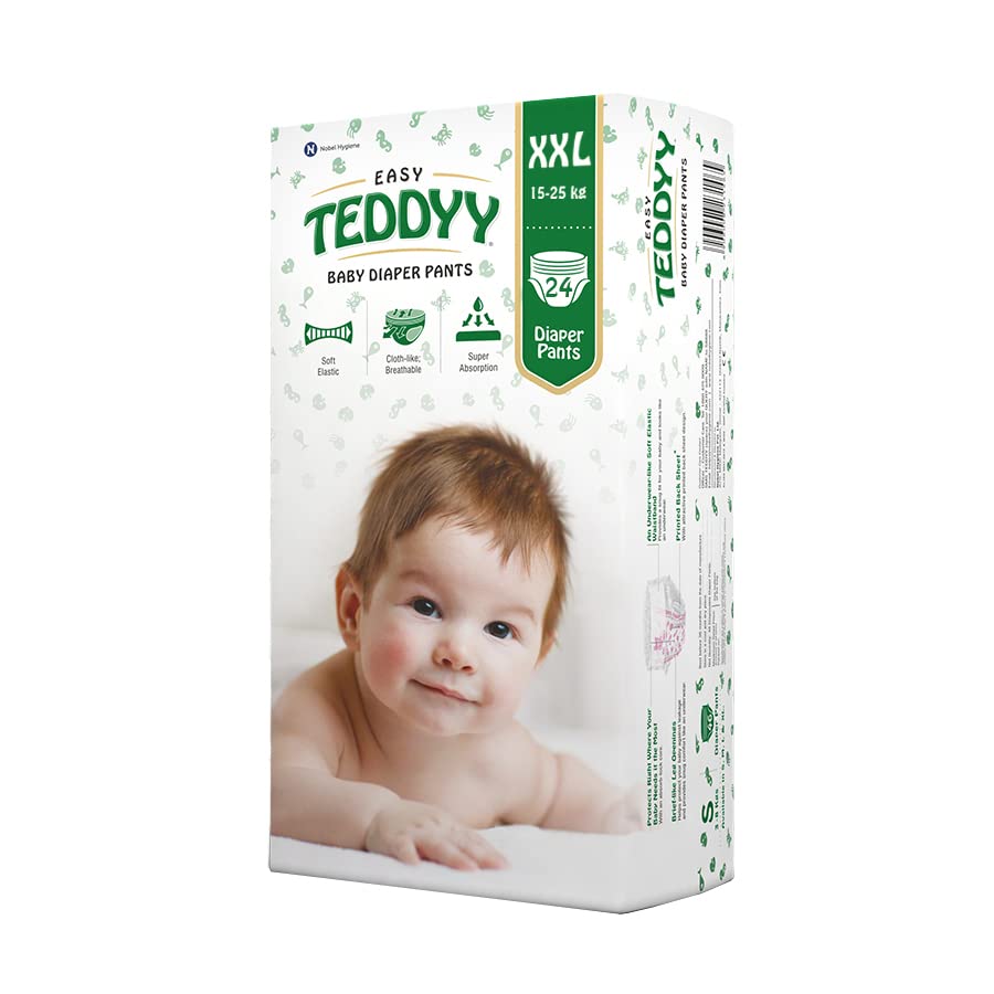 TEDDYY Baby Easy Double Extra Large Diaper Pants 24 Count (Pack of 1), 15-25 kgs, 12 hrs Leak Protection, Anti - Bacterial-image-1