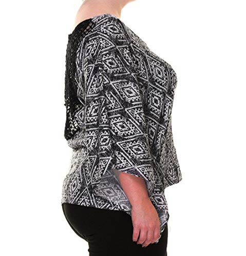 No Comment Juniors' Printed Crochet-Back Poncho Size M2