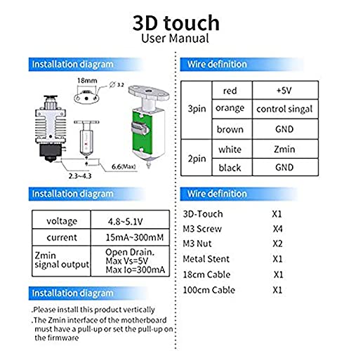 Lysee 3D Printer Parts & Accessories - for 3D Printer Upgraded Version 3D-Touch V3.2 Hot Bed Automatic Leveling Sensor Which Can Improve Printing Accuracy - (Color: White)