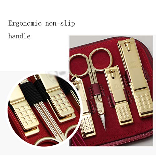 YCSX Nagelknipser etui Maniküre-Set, Pedicure Kit Nagelknipser Set 9pcs Professionelle Männer Grooming Kit Edelstahl… – Bild 5