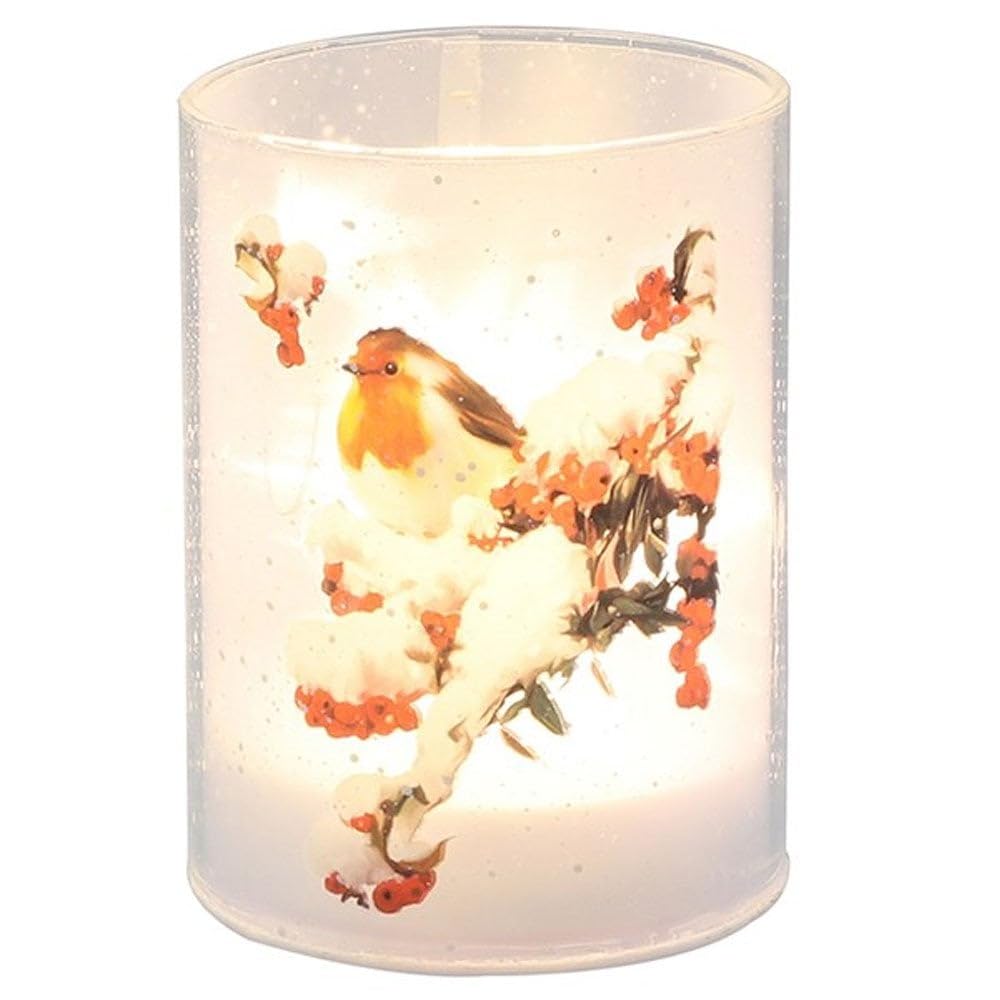 Shudehill Giftware Xmas Small Snowy Robin Glow Lamp