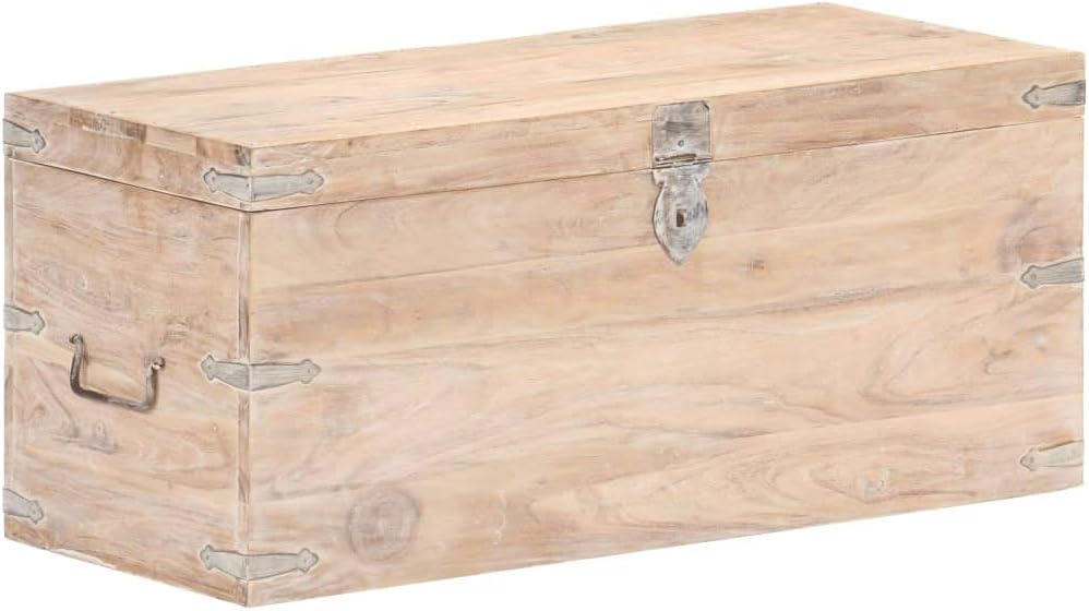 Rustic Solid Wood Storage Boxes,With lid,with Side Handles,Storage Chest,Ample Storage Space,Item Storage,for Living Room,Bedroom,Corridor,Entrance,Chest 35.4"x15.7"x15.7" Solid Acacia Wood