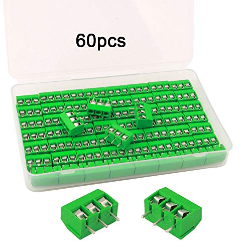 FULARR 60Pcs Premium 3 Posicin 3 Pines Plug-In PCB Terminal Bloque, 5.08mm Pitch PCB Montaje Tornillo Terminal Bloque Conector (300V / 10A, Verde)